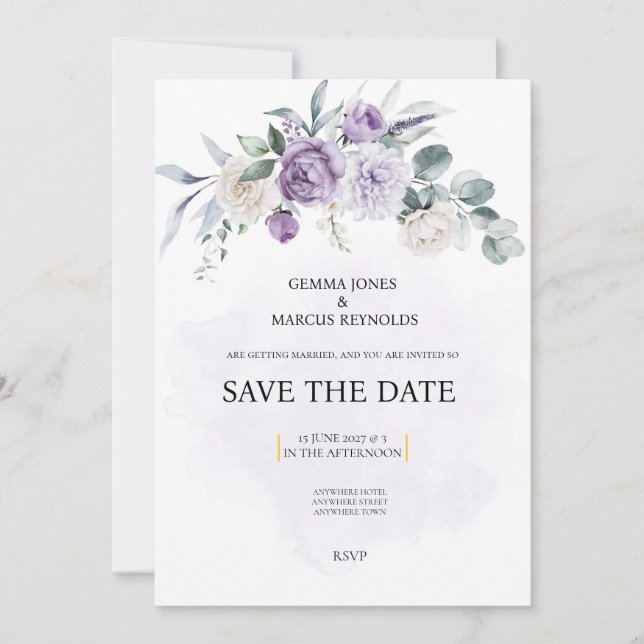 Convite Lilac Infusion Save the Date Wedding Invitation (Frente)
