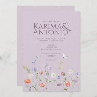 Convite Lilac Lavanda Whimsy Wildflower