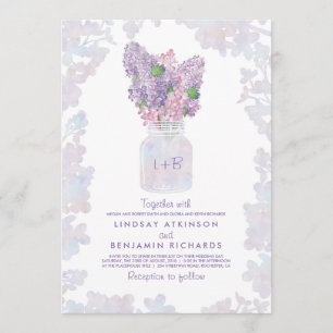 Convite Lilac Mason Jar   Casamento Russo Floral Watercolo