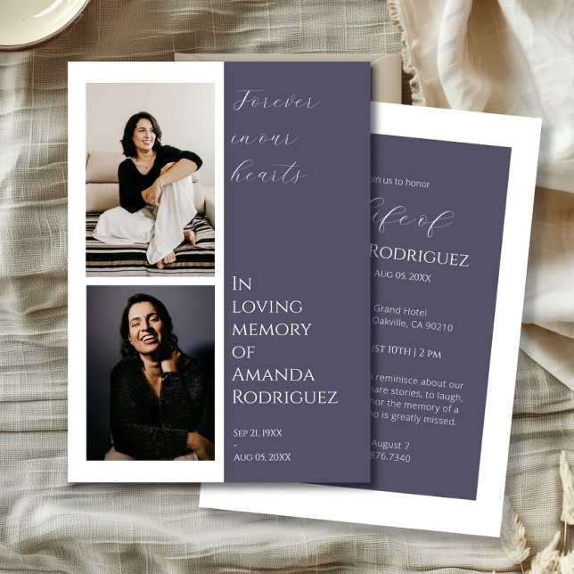 Convite Lilac Moderno No Amor Memória Foto Funeral (Criador carregado)