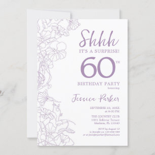 Convite Lilac Purpl White Botanical Surprise 60th Birthday