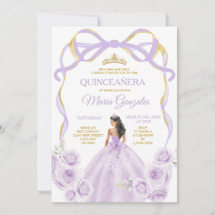 Convite Lilac Purple Arco Princesa Dourada Quinceañera