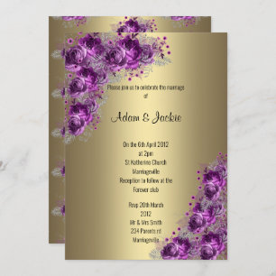 Convite Lilac Purple floral, Dourado moderno, CASAMENTO EL
