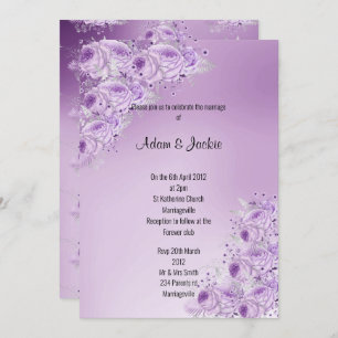 Convite Lilac Purple floral, Dourado moderno, CASAMENTO EL