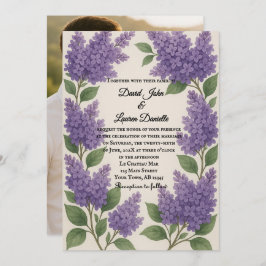 Convite Lilac Reverie Photo Wedding Invitation