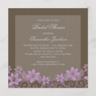 Convite Lilac Rustic Floral Chá de panela Invite