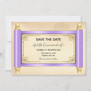 Convite Lilac Scroll Quinceañera Salve a Data