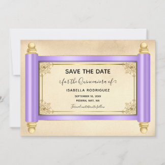 Convite Lilac Scroll Quinceañera Salve a Data