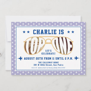 Convite Lilac TopOne Fighter Pilot Pensou no Primeiro Aniv