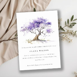Convite Lilac Watercolor Jacaranda Tree Birthday