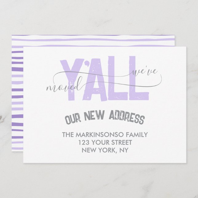 Convite Lilac We Moved Y'all Moving Announcement (Frente/Verso)