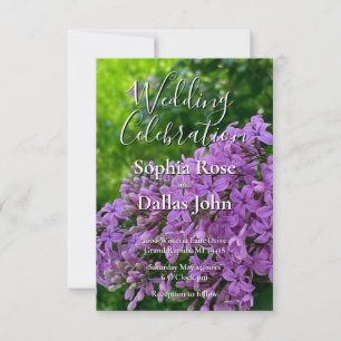 Convite Lilac Wedding elegante lavanda roxa floral
