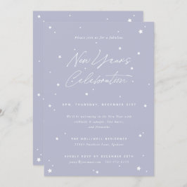 Convite Lilac+White Script Espalhado Estrelas Festa de Ano