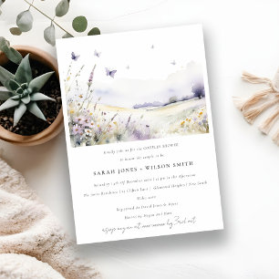 Convite Lilac Wildflower Butterfly Casal Chá