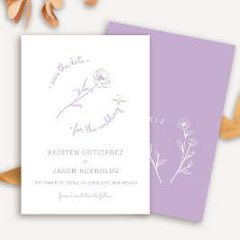 Convite Lilac Wildflower Save Date (Salvar a data)