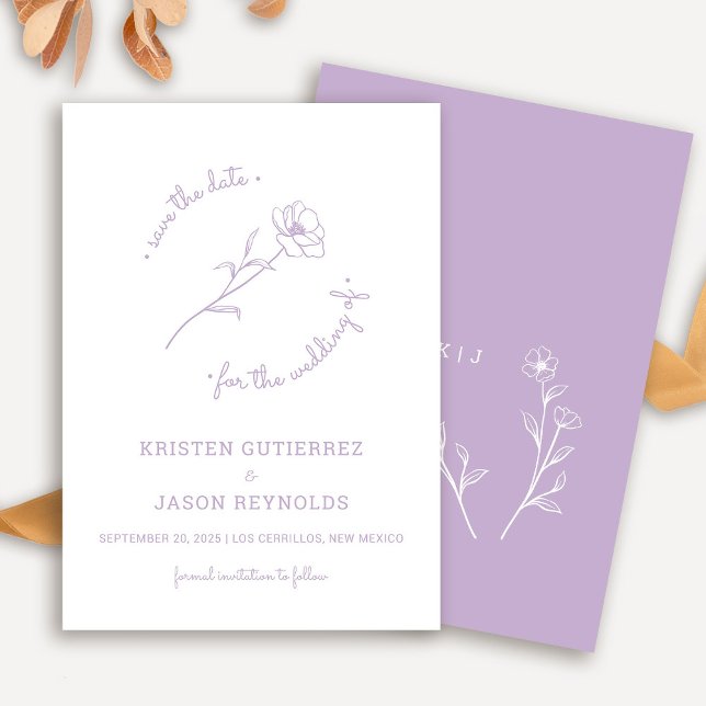 Convite Lilac Wildflower Save Date (Salvar a data) (Lilac Wildflower Save The Date)