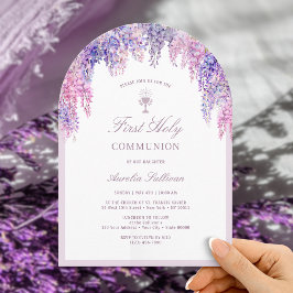 Convite Lilac Wisteria Arch Primeira Comunhão