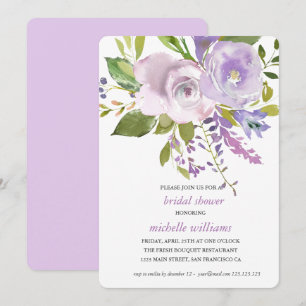 Convite Lilás Chá de panela De Casamento Floral De Lava