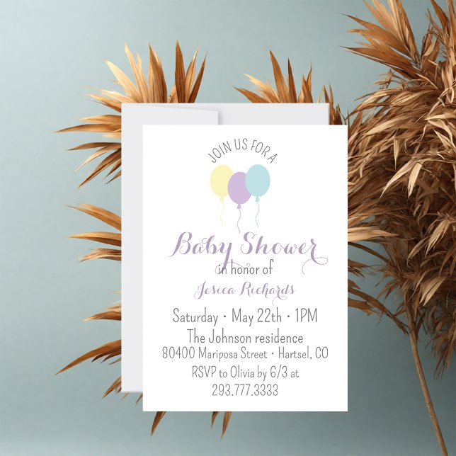 Convite Lilás de aquarela Chá de fraldas Invi (Criador carregado)