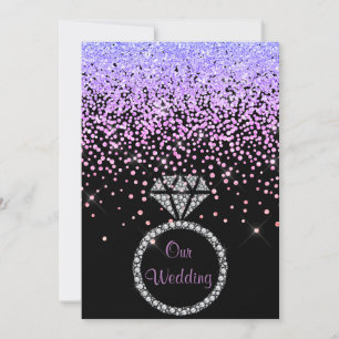Convite Lilás de casamento de diamante de cristal novo