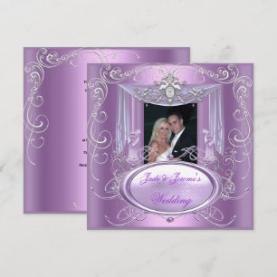 Convite Lilás Rosa Roxo Prata Ornate Elegante Casamento