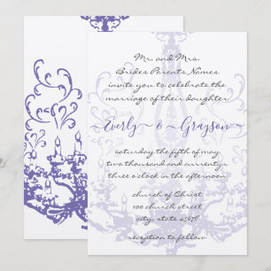 Convite Lilás Roxo Vintage Lustre Antigo Casamento I