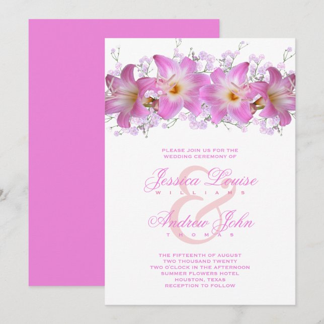 Convite Lilases Beladona Românticas Cerimônia de Casamento (Frente/Verso)