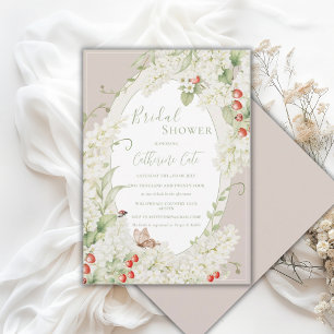 Convite Lilases Brancas Morangos Floral Vintage Nupcial 