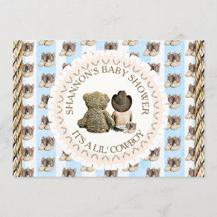 Convite Lil'Cowboy Country e Western Chá de fraldas