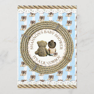 Convite Lil'Cowboy Country e Western Chá de fraldas