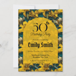 Convite Lilies Boho Menina de Acento Festa de Aniversário