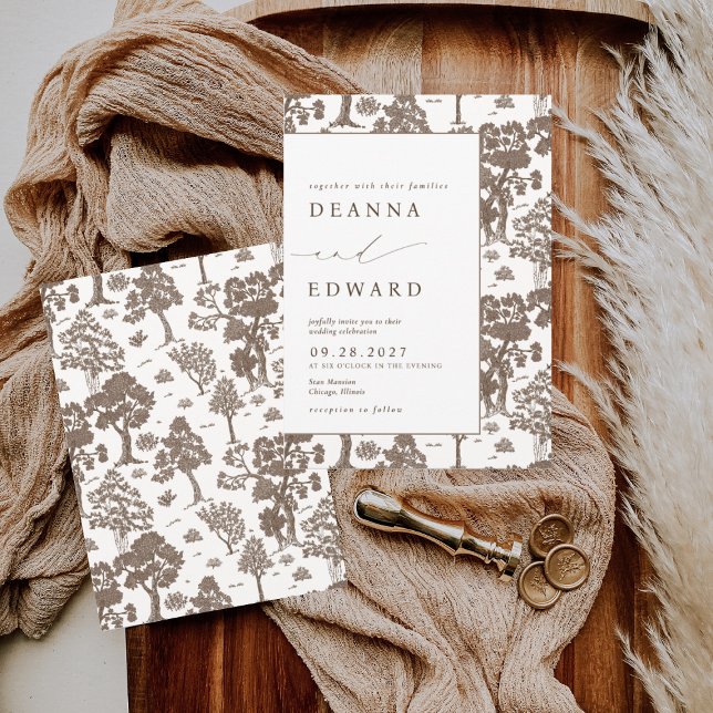 Convite LILLIE Elegante Mocha Brown Invitation (Criador carregado)