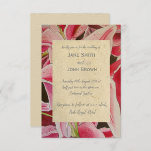 Convite Lillies cor-de-rosa noivos