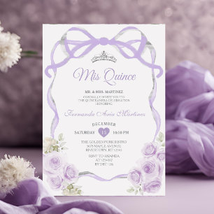 Convite Liloxo Arco Floral Roxo Prata Mis Quince