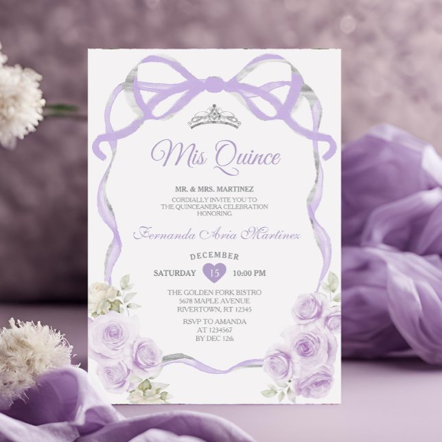 Convite Liloxo Arco Floral Roxo Prata Mis Quince (Criador carregado)