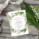 Convite Lily do Chá de panela Floral Branco do Vale<br><div class="desc">Combine com seu tema Lily dos convites de chá de panela florais do Vale Branco. As flores pintadas de aquarela, com a Lily do Vale, criam a base para a sua Lily do Valley Floral Chá de panela Wedding Invices. O seu artista desenhou trabalho de arte é criado com impressoras...</div>