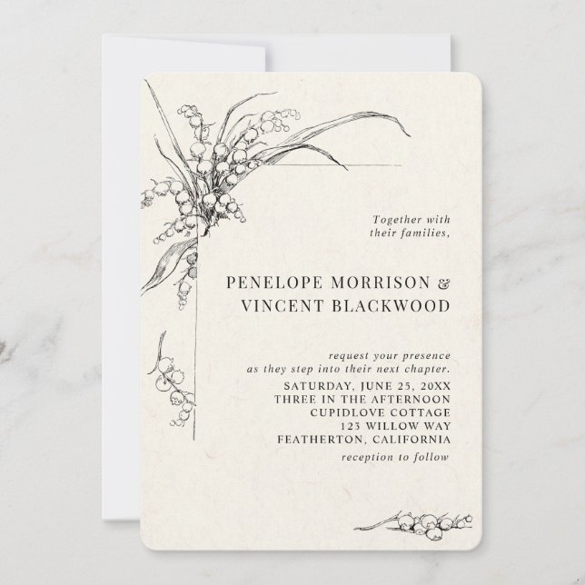 Convite Lily-of-the-Valley Wedding Invitation (Frente)