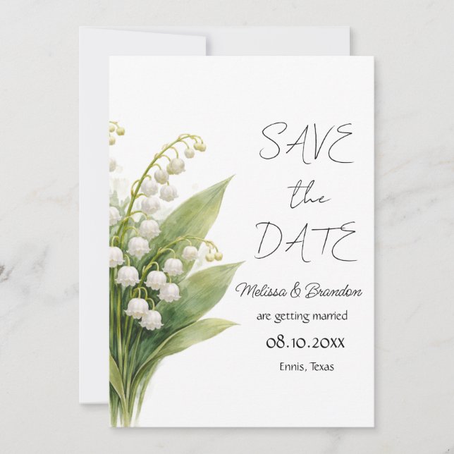 Convite Lily of The Valley White Floral Spring Wedding  (Frente)
