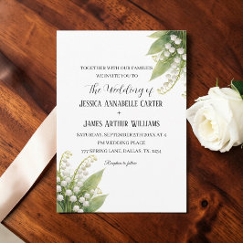 Convite Lily of The Valley White Watercolor Floral Wedding