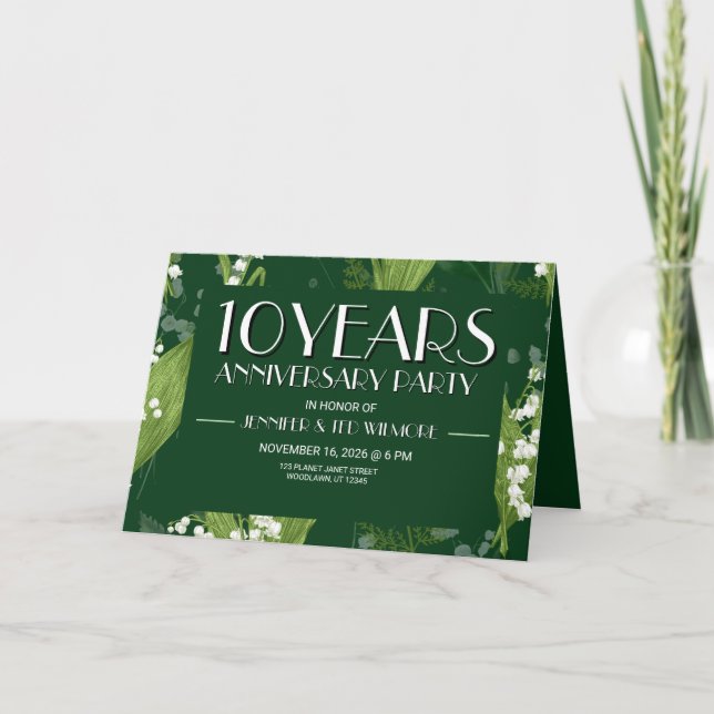 Convite Lily of Valley com Ferns | Aniversário Verde do Re (Frente)