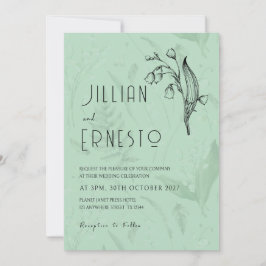 Convite Lily of Valley com Ferns | Verde Suave com Gráfico
