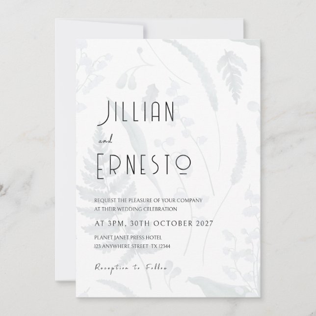 Convite Lily of Valley | Frente e Traseira Botânica Sombra (Frente)