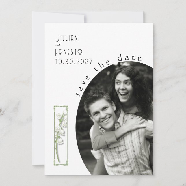 Convite Lily of Valley | White Save the Date v2 (Frente)