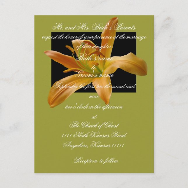 Convite Lily Wedding com Escritura (Frente)