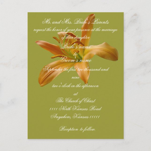Convite Lily Wedding com Escritura (Frente)