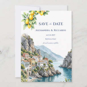 Convite Lima Italiano Costa Amalfi Salvar a Data