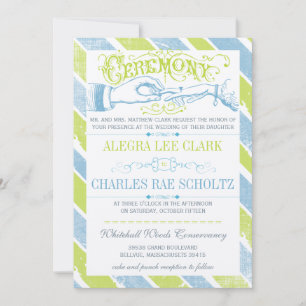 Convite Limão Azul Pó  Moderno Tipografia Vintage Convit