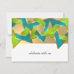 Convite Limão Bat Mitzvah Turquoise Star de David Any Colo
