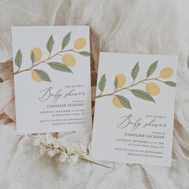 Convite Limão Chá de fraldas de Citros (Criador carregado)