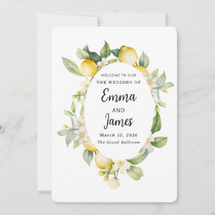 Convite limão-chic Primavera floral Wreath minimalista